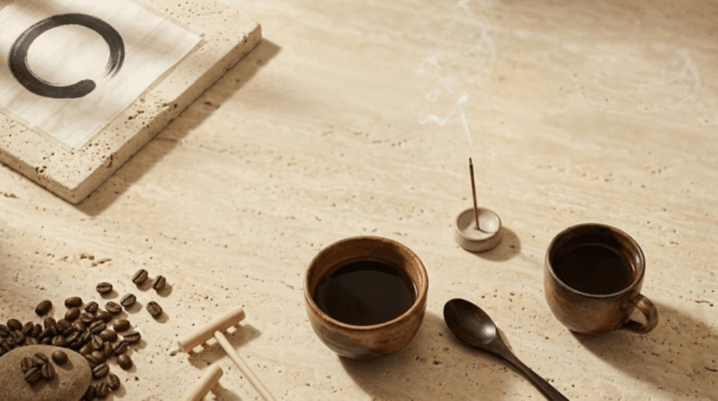 Thiền — Ensō, cà phê và nhang trầm